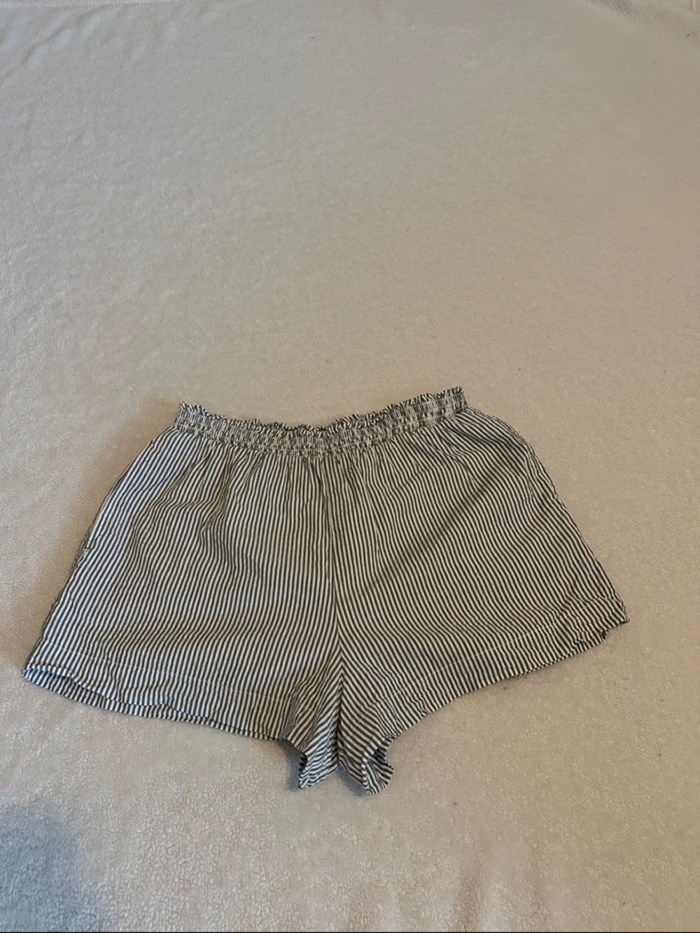 American Eagle Outfitters Black & White Striped High-Waist Shorts